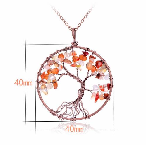 Crystal Natural Stone Tree Necklace