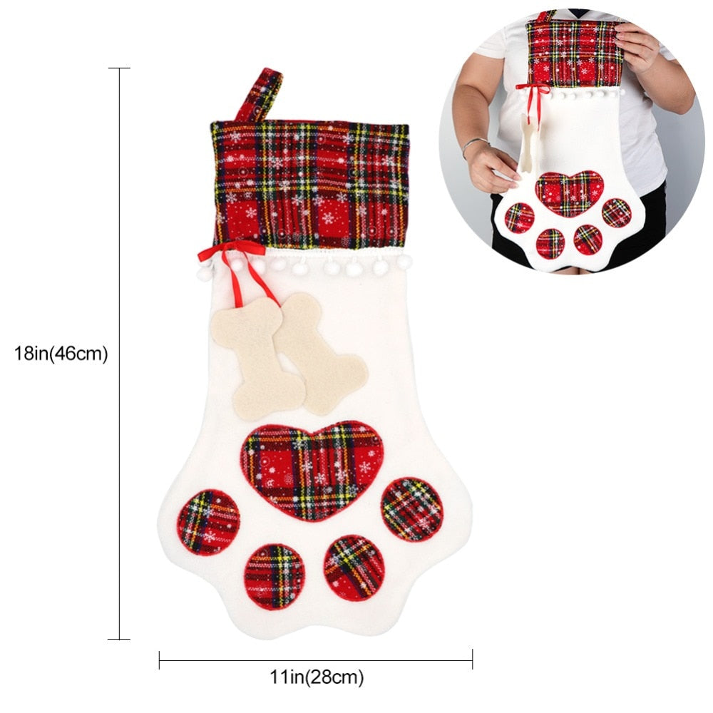 OurWarm Plaid Christmas Stocking New Year Gift Bag for Pet Dog Cat Christmas Goods Xmas Tree Hanging Ornaments navidad 2018 - Trend Catalog - 