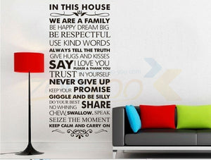 In this house Family Rules Home decor quotes wall decal 8084 decorative adesivo de parede vinyl wall sticker Wall Art