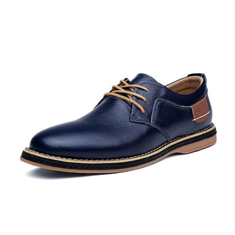 New Men Oxford Genuine PU Leather Dress Shoes Brogue Lace Up Flats Male Casual Shoes - Trend Catalog