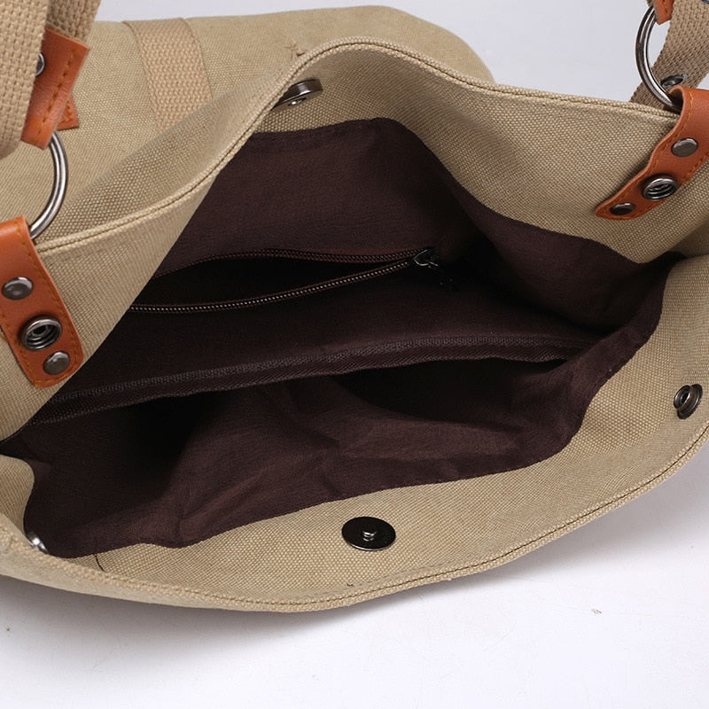 Canvas Women Shoulder Bags High Quality Multifunction Women Back Pack For Students School Travel Bags Large Capacity - Trend Catalog - 