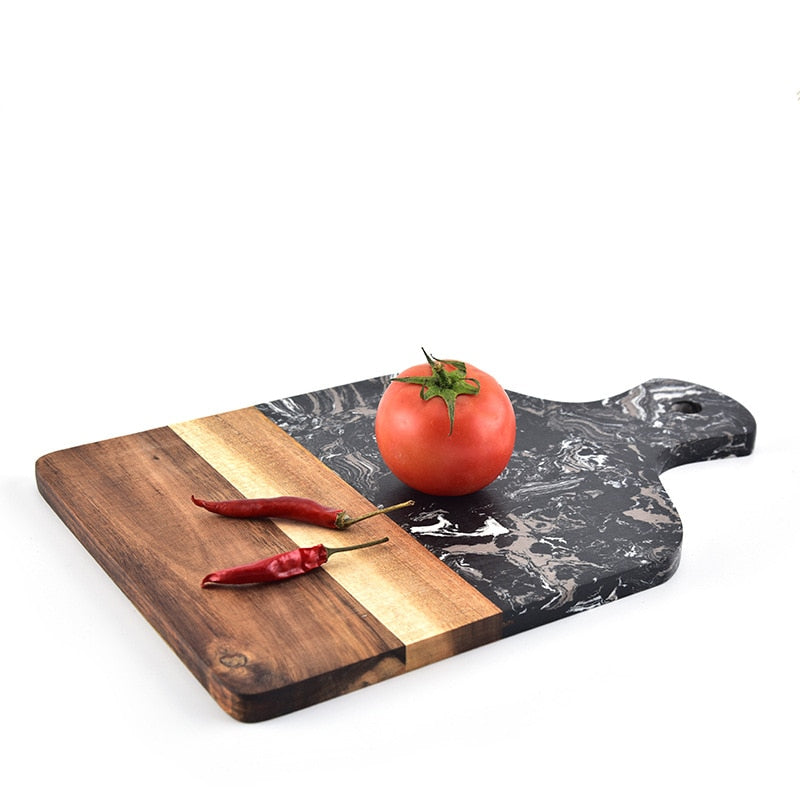 Marble and Acacia Wood Kitchen Chopping Board Non Slip Cutting Blocks Fruit Cheese Tools Knife Accessories Steak Pizza Tray - Trend Catalog - 