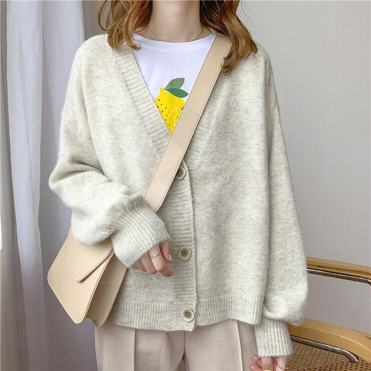 Autumn Winter Women Sweater Cardigans Oversize V neck Knit Cardigans Girls Outwear Korean Chic Tops - Trend Catalog