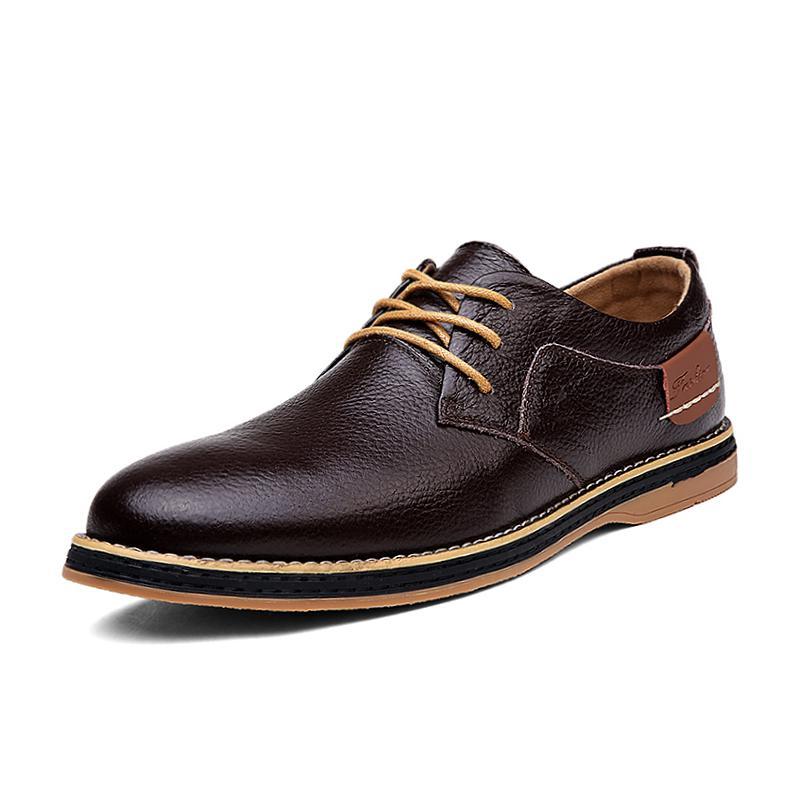 New Men Oxford Genuine PU Leather Dress Shoes Brogue Lace Up Flats Male Casual Shoes - Trend Catalog