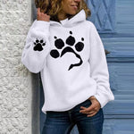 Dog paw Print Women's Hoodies Lightweight Long Sleeve Casual Pullover Hooded Autumn Winter Women Sweatshirt Harajuku Casual