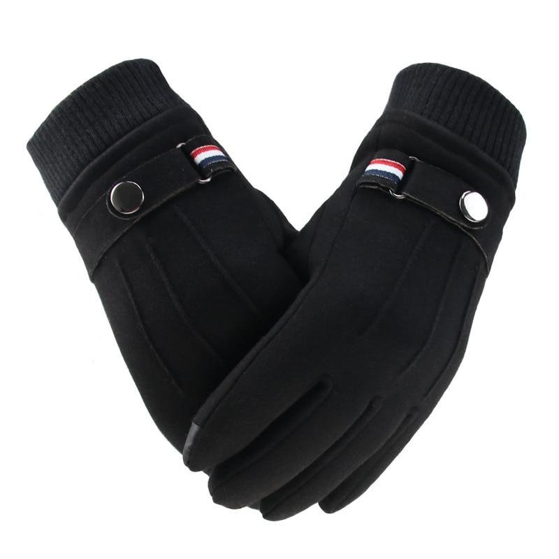 Men's Winter Gloves Suede Warm Split Finger Gloves Outdoor Sport Driving Buckle Design Male Touch Screen Mittens - Trend Catalog