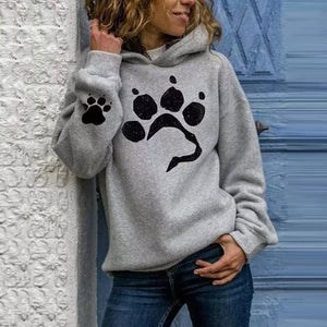 Dog paw Print Women's Hoodies Lightweight Long Sleeve Casual Pullover Hooded Autumn Winter Women Sweatshirt Harajuku Casual