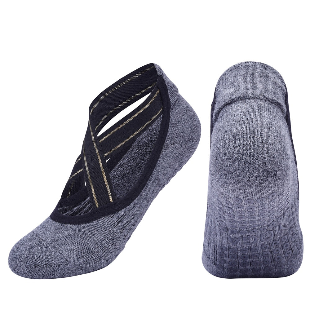 High Quality Bandage Yoga Socks/shoes Anti-Slip Towel Bottom Pilates Sock Breathable Quick-Dry Backless Barre Dance Socks - Trend Catalog - 