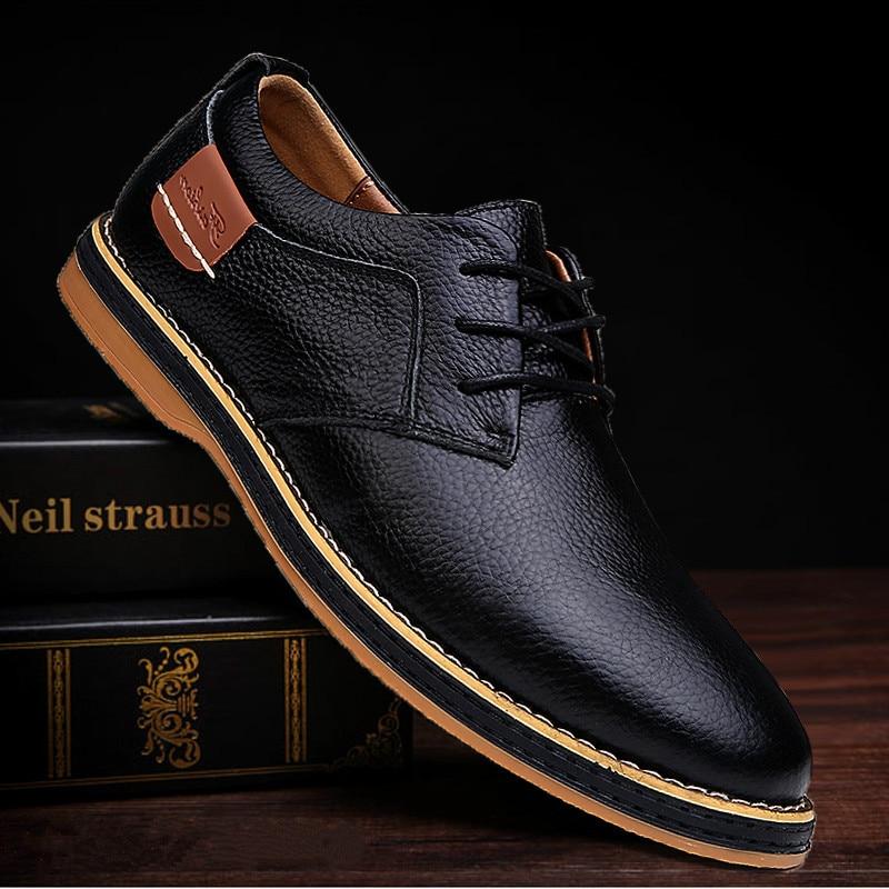 New Men Oxford Genuine PU Leather Dress Shoes Brogue Lace Up Flats Male Casual Shoes - Trend Catalog