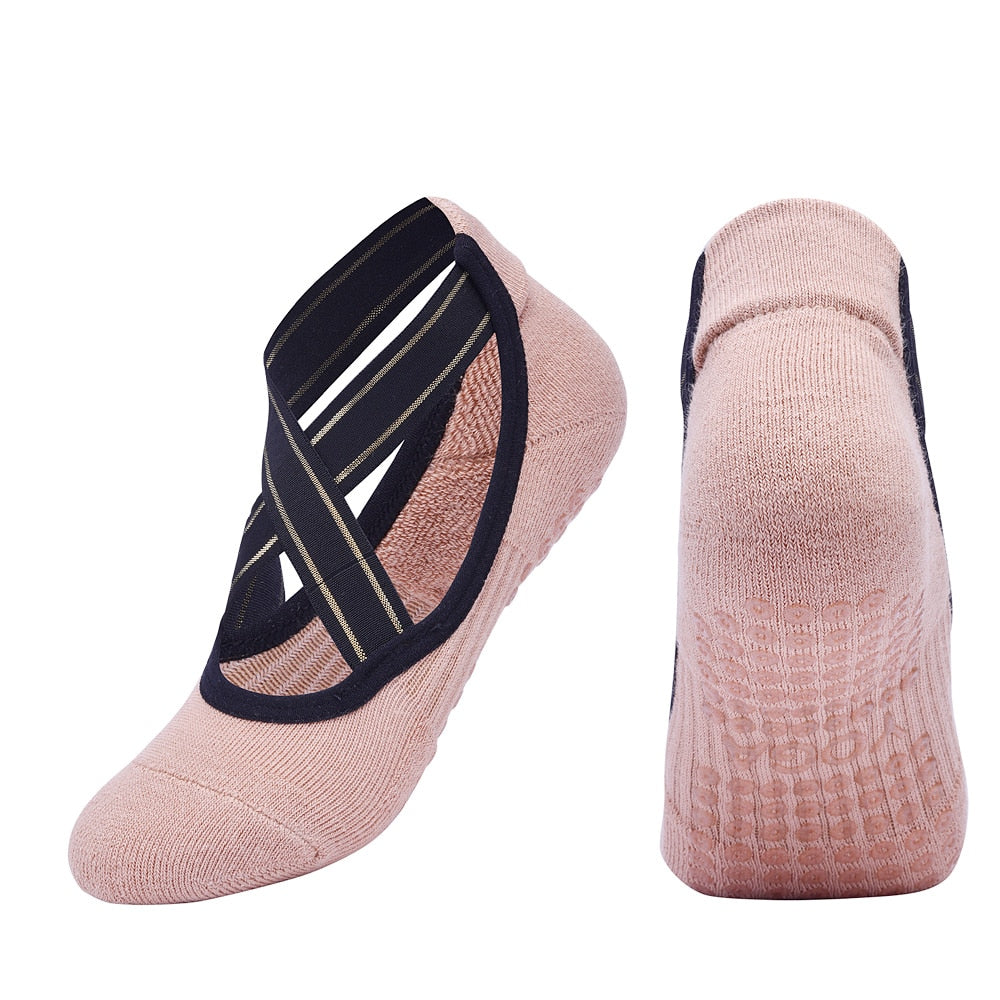 High Quality Bandage Yoga Socks/shoes Anti-Slip Towel Bottom Pilates Sock Breathable Quick-Dry Backless Barre Dance Socks - Trend Catalog - 