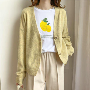 Autumn Winter Women Sweater Cardigans Oversize V neck Knit Cardigans Girls Outwear Korean Chic Tops - Trend Catalog