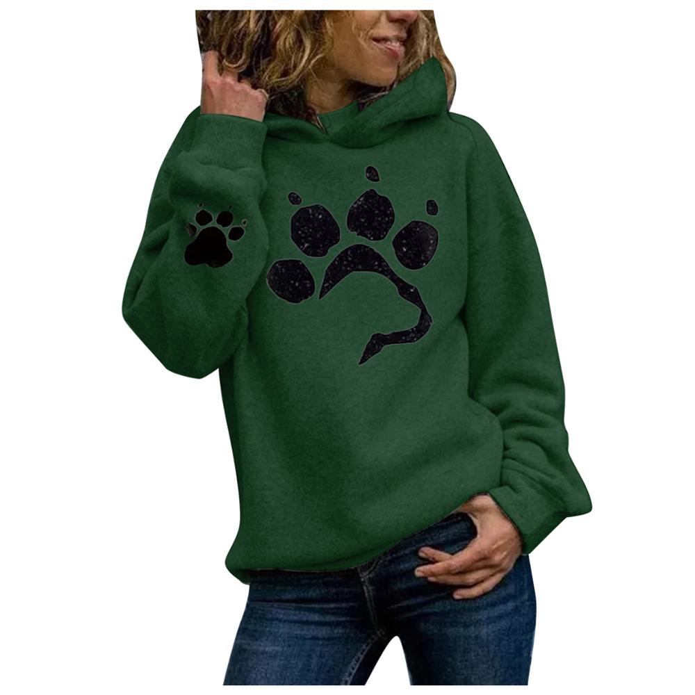 Dog paw Print Women's Hoodies Lightweight Long Sleeve Casual Pullover Hooded Autumn Winter Women Sweatshirt Harajuku Casual