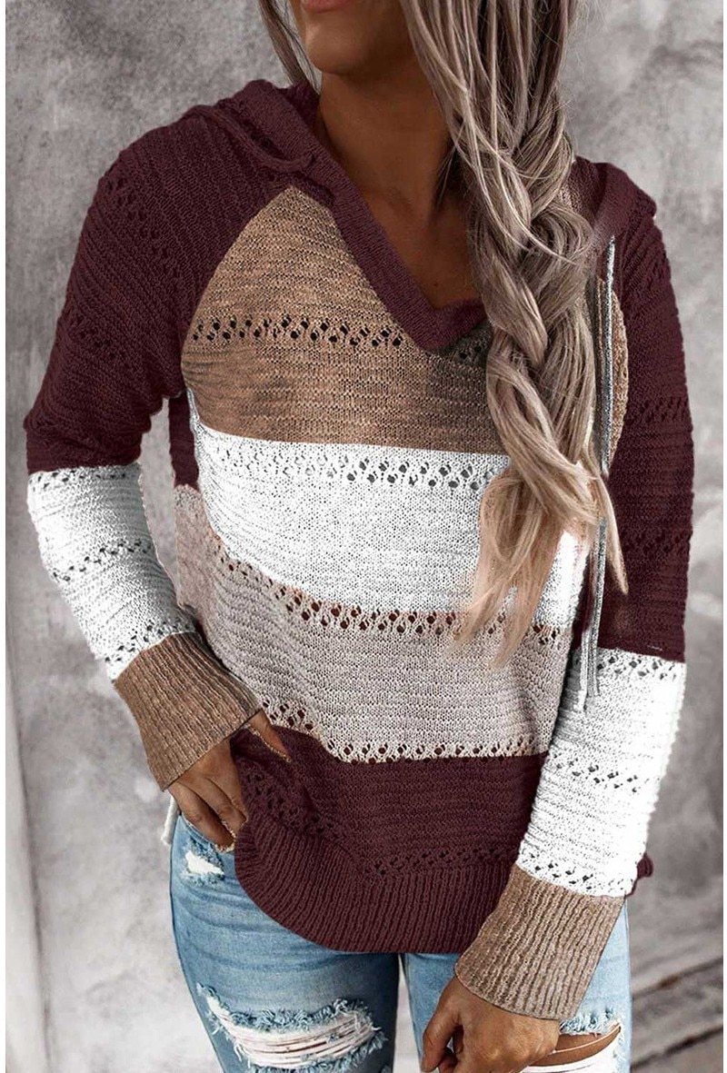 2020 Autumn and Winter Sweaters, Women Long Sleeve Sweater, Hoodie, Tops, V Neck Patchwork Casual Knitted, Elegant Pullover Jumper - Trend Catalog - 2020 Autumn and Winter Sweaters