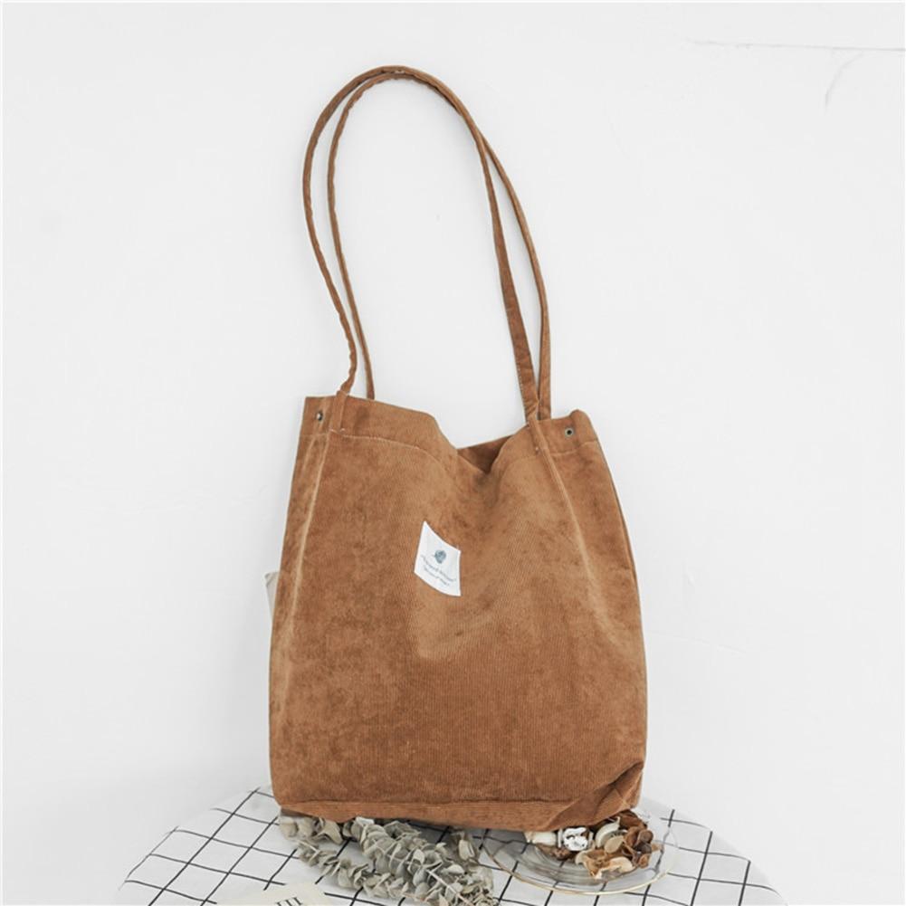 High Capacity Women Corduroy Tote Ladies Casual Shoulder Bag Foldable Reusable Shopping Beach Bag - Trend Catalog