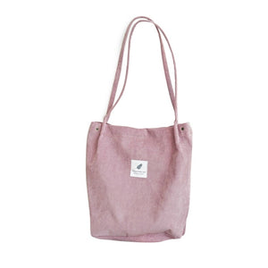 High Capacity Women Corduroy Tote Ladies Casual Shoulder Bag Foldable Reusable Shopping Beach Bag - Trend Catalog