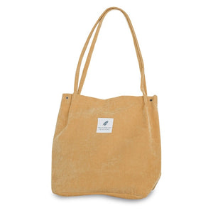 High Capacity Women Corduroy Tote Ladies Casual Shoulder Bag Foldable Reusable Shopping Beach Bag - Trend Catalog