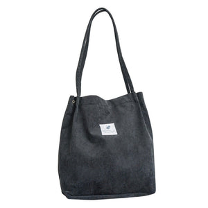 High Capacity Women Corduroy Tote Ladies Casual Shoulder Bag Foldable Reusable Shopping Beach Bag - Trend Catalog