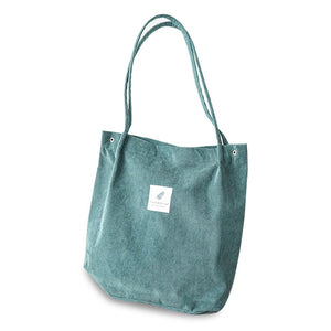 High Capacity Women Corduroy Tote Ladies Casual Shoulder Bag Foldable Reusable Shopping Beach Bag - Trend Catalog