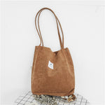 High Capacity Women Corduroy Tote Ladies Casual Shoulder Bag Foldable Reusable Shopping Beach Bag - Trend Catalog