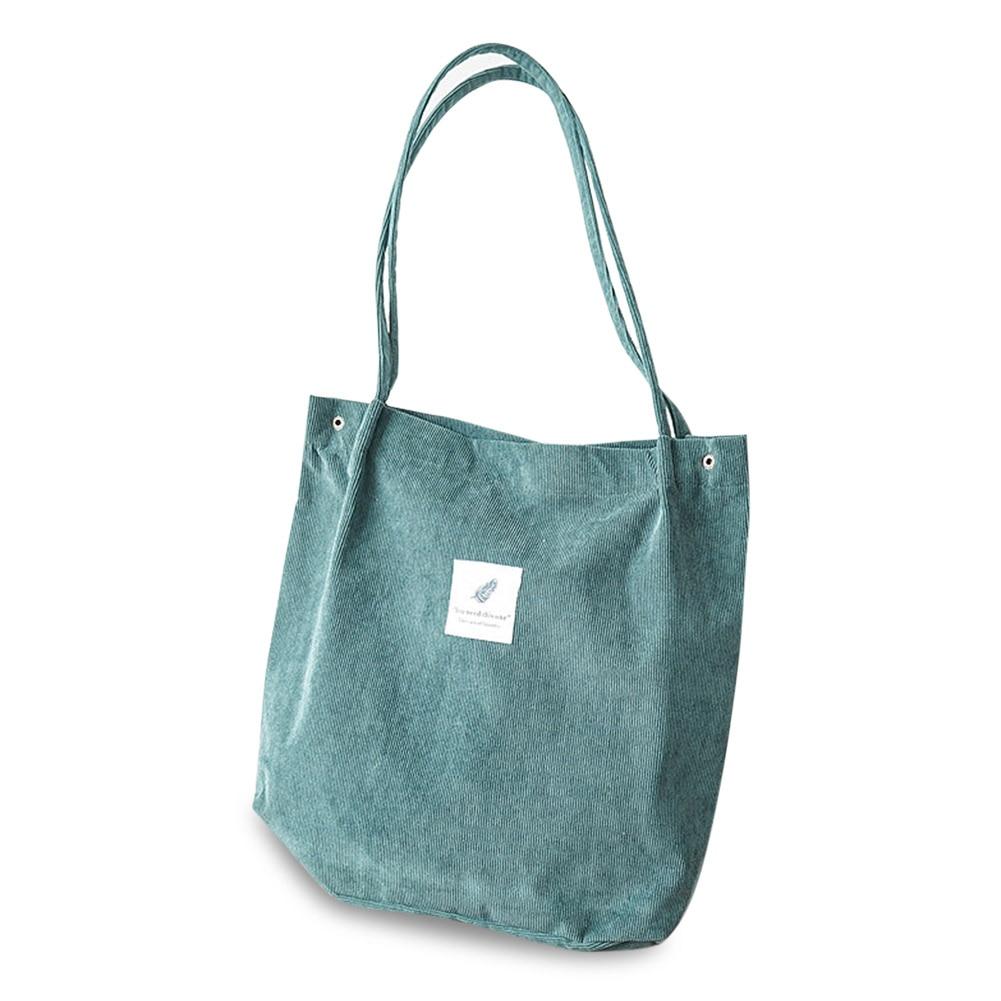 High Capacity Women Corduroy Tote Ladies Casual Shoulder Bag Foldable Reusable Shopping Beach Bag - Trend Catalog