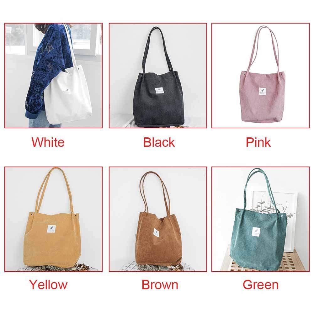 High Capacity Women Corduroy Tote Ladies Casual Shoulder Bag Foldable Reusable Shopping Beach Bag - Trend Catalog