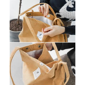 High Capacity Women Corduroy Tote Ladies Casual Shoulder Bag Foldable Reusable Shopping Beach Bag - Trend Catalog