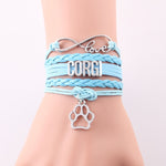 Little Minglou Infinity Love CORGI bracelet dog pet paw charm leather wrap men bracelets & bangles for women jewelry