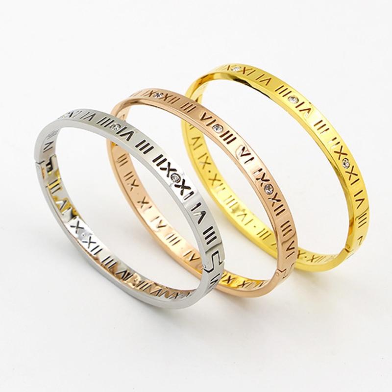 New Classic Design High Quality 4mm And 6mm Zircon Roman Numerals Bracelets & Bangles Women Fashion Jewelry Bangles Wholesale - Trend Catalog