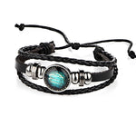 12 Constellations Leather Zodiac Sign with beads Bangle Bracelets For Men Boys Jewelry Travel Accessories Gifts - Trend Catalog