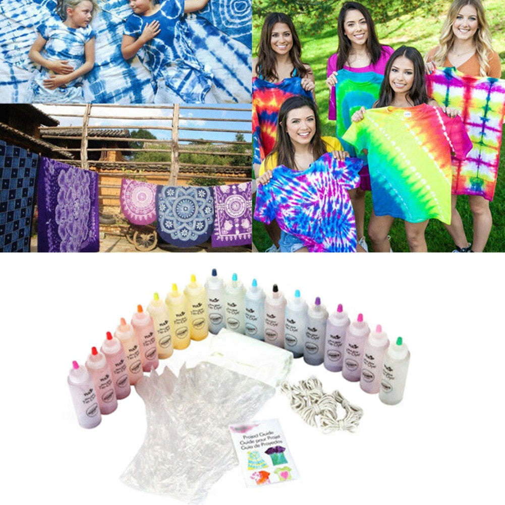 Non Toxic Fabric Tie Dye Kit Permanent Paint Party Supplies Accessories Textile Craft Colorful With Gloves One Step Making Art - Trend Catalog - 