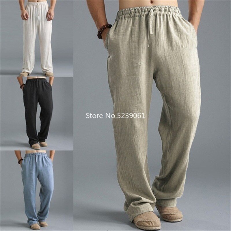 Fashion Men Wide Leg Pants Bruce Lee Chinese Style Traditional Kung Fu Wushu Linen Trousers Viking Pirate Bottoms Tang Clothes - Trend Catalog - 