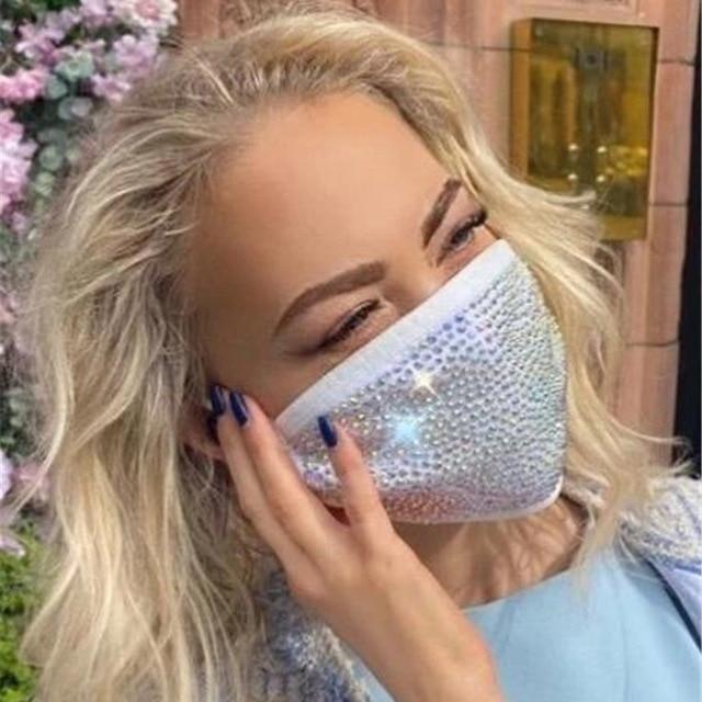 2020 Fashion Sparkly Rhinestone Mask, Elastic Reusable, Washable, Fashion Masks, Face Bandana, Face Decor Jewelry - Trend Catalog - 2020 Fashion Sparkly Rhinestone Mask