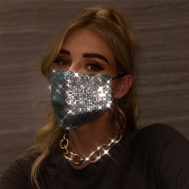 2020 Fashion Sparkly Rhinestone Mask, Elastic Reusable, Washable, Fashion Masks, Face Bandana, Face Decor Jewelry - Trend Catalog - 2020 Fashion Sparkly Rhinestone Mask