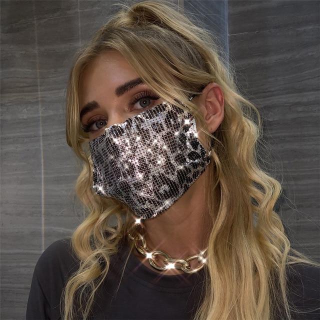 2020 Fashion Sparkly Rhinestone Mask, Elastic Reusable, Washable, Fashion Masks, Face Bandana, Face Decor Jewelry - Trend Catalog - 2020 Fashion Sparkly Rhinestone Mask