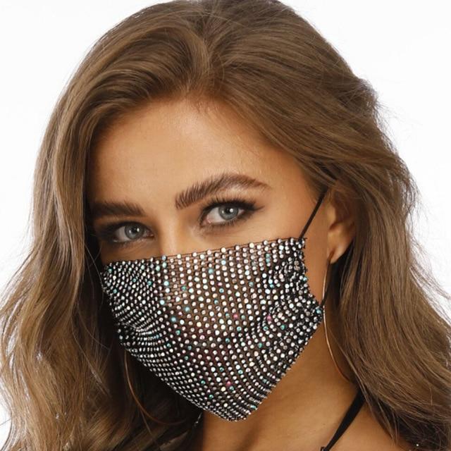 2020 Fashion Sparkly Rhinestone Mask, Elastic Reusable, Washable, Fashion Masks, Face Bandana, Face Decor Jewelry - Trend Catalog - 2020 Fashion Sparkly Rhinestone Mask