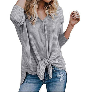 women's waffle knit tunic blouse shirt - Trend Catalog